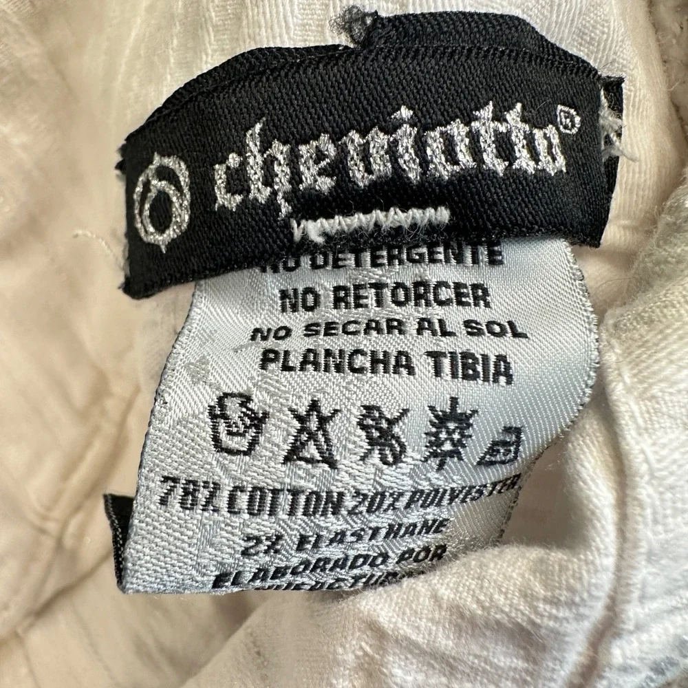 Cheviotto Capri Pants Y2K White Cotton Blend Embroidered Rhinestone Size 27W